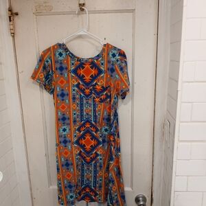 LuLaRoe Carly Dress in Colorful Western Print